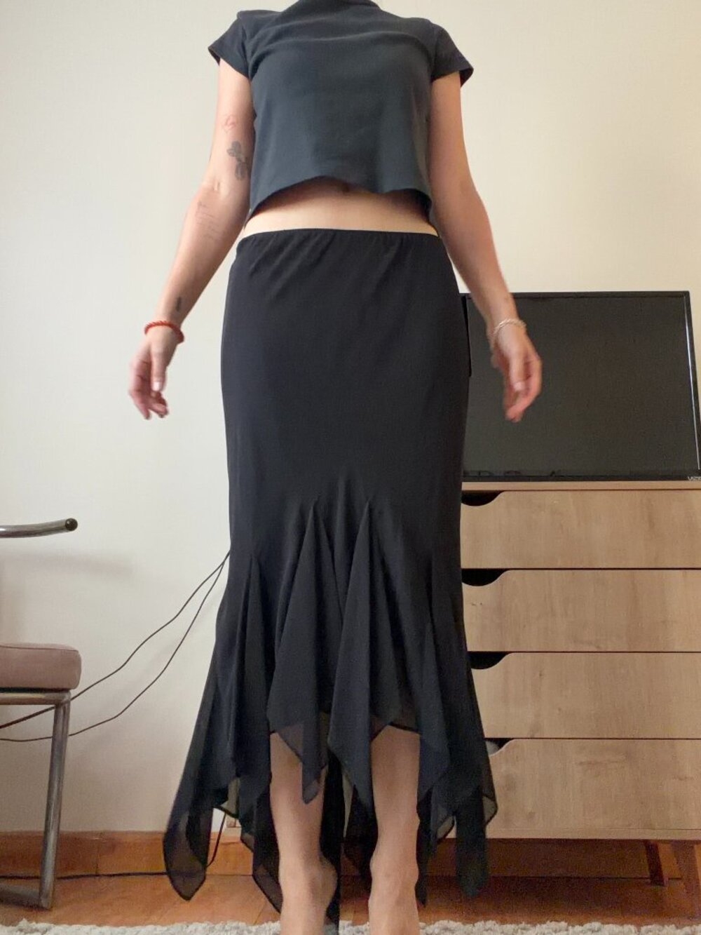MSK Ruffle Hem Midi Skirt